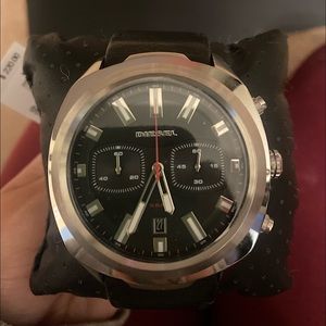 Diesel Black Leather Chronograph Quartz Watch